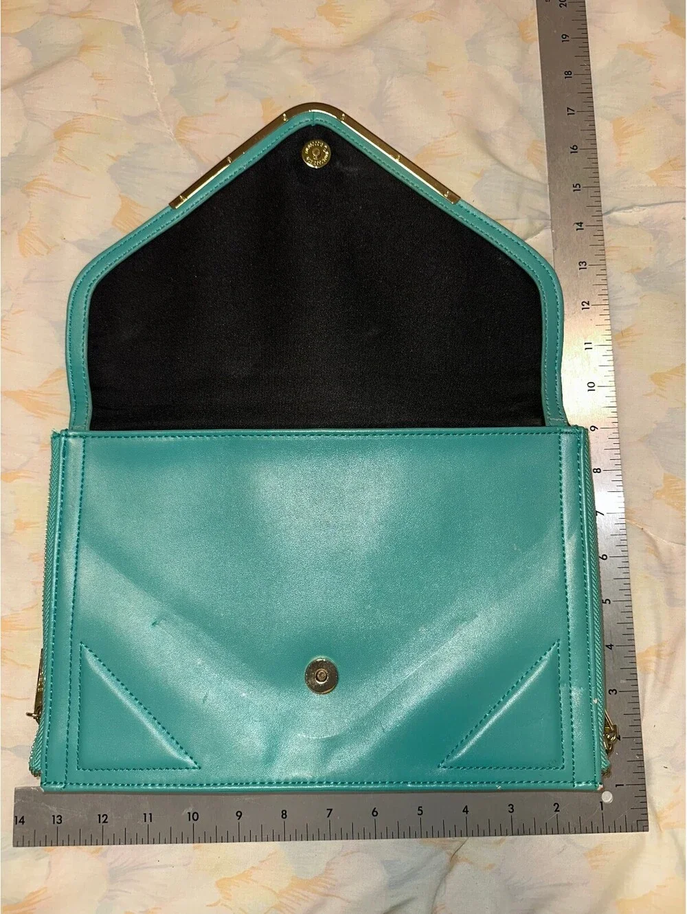 BCBG Generation Turquoise Leather Clutch Purse Vintage Y2K